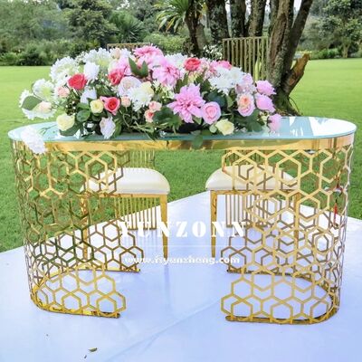 Buen precio Venta Caliente Lujosa Mesa Ovalada Moderna de Acero Inoxidable con Diseño Hueco para Comedor Exterior, Hotel y Cocina, Uso en Bodas en línea