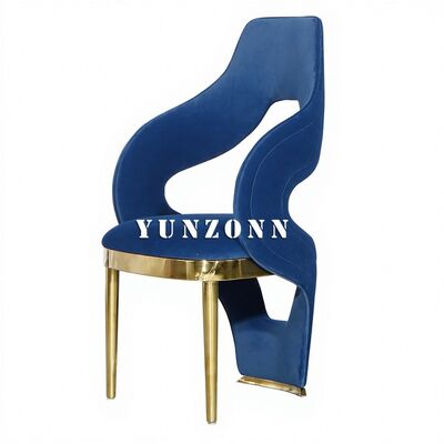 Buen precio Blue Velvet Luxury Sillones de metal de lujo para bodas Fiestas Banquetes Comida al aire libre Salón de estar Hoteles en línea