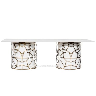 Buen precio Mesa de comedor rectangular moderna de lujo Gaudi en blanco y negro para uso en villas, hoteles y salones de bodas, para muebles de comedor en línea