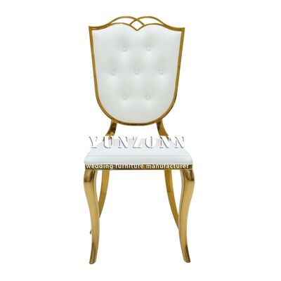 Buen precio Suministros de Muebles para Bodas Silla de Eventos de Cuero Blanco Oro Eventos Fiesta Banquete Bodas Sillas de Hotel para Eventos en línea
