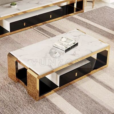 Buen precio Mesa de centro moderna rectangular de mármol negro duradero, garantía de 3 años, mueble versátil para sala de estar, comedor, apartamento en línea