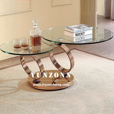 Buen precio Mesa de café multifuncional moderna con doble vidrio templado de diseño redondo de diseño giratorio Sala de estar Comedor Casa Cocina Dormitorio en línea
