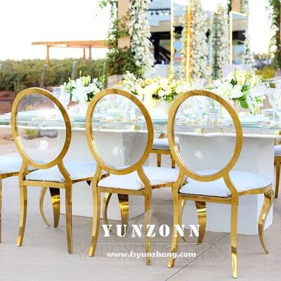Buen precio Silla de cuero moderna de lujo en forma de O con respaldo redondo transparente de acrílico dorado para comedor y hoteles en línea