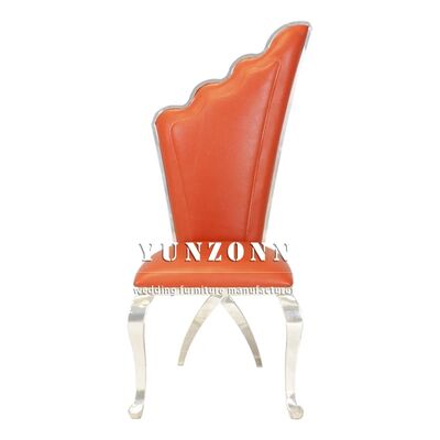 Buen precio Silla de Novios de Cuero y Tela con Respaldo Alto y Alas Doradas de Lujo en Acero Inoxidable Antiguo en línea