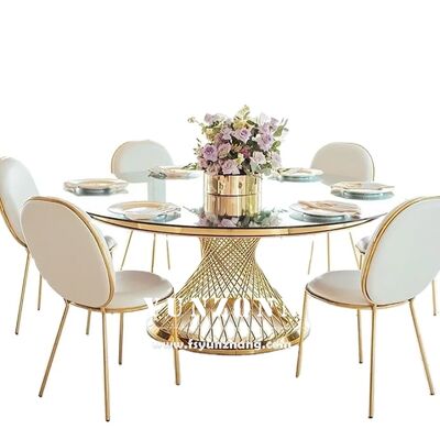 Buen precio Tabla de comedor de lujo moderna con base estable de barras de acero inoxidable de mármol/MDF/vidrio en línea