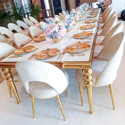 Buen precio Lujo Pierna dorada de acero inoxidable Beige silla de espalda abierta para bodas Eventos Banquetes al aire libre para sala de estar Apartamento Villa en línea