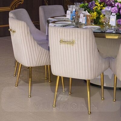 Buen precio Silla de comedor de albañil con piernas de acero inoxidable elegante Tapicería de terciopelo abundantemente suave para bodas al aire libre Hoteles Uso en apartamentos en línea