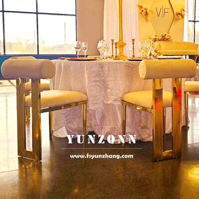 Buen precio Cali Gold silla de comedor de acero inoxidable con cojín de terciopelo para bodas y hoteles en línea