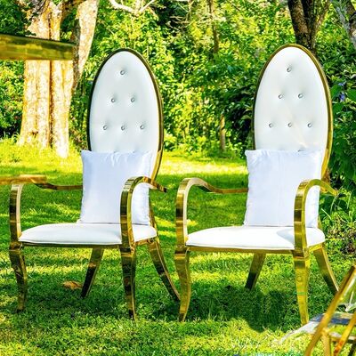 Buen precio Trono moderno de acero inoxidable de metal Reyes y reinas sillas boda Emperatriz silla para eventos Banquetes Hoteles en línea