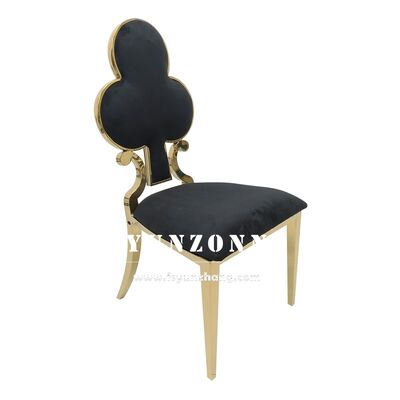 Buen precio Venta caliente Silla de banquete de poker de terciopelo negro Silla de banquete de poker de lujo de oro de acero inoxidable Sillones de boda de lujo Eventos en venta en línea