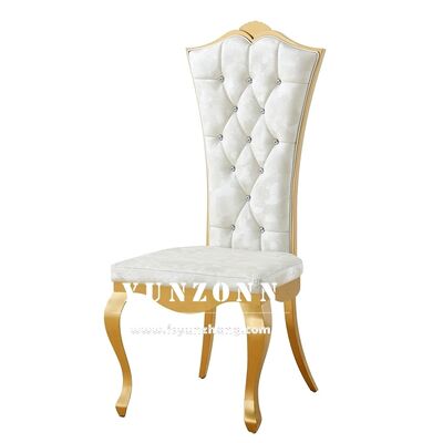 Buen precio Silla de Banquete para Hotel con Respaldo Alto en Acero Inoxidable Dorado para Recepción de Boda para Novio y Novia en línea