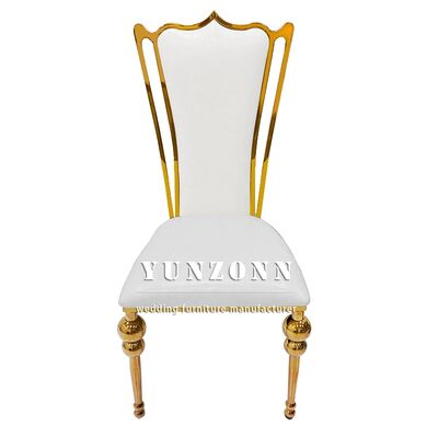 Buen precio Silla de comedor de acero inoxidable con forma de oreja dorada y silla de banquete de hotel de alta calidad en línea