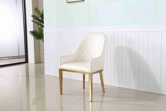 Buen precio El comedor rellenado nórdico preside el blanco de cuero de los sillones del comedor de la negociación de los SS en línea