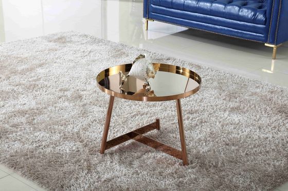 Buen precio Mesa de centro brillante de acero inoxidable interior alrededor de Rose Gold Living Room Furniture en línea