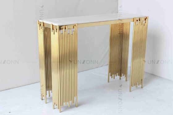 Buen precio Muebles de lujo blancos y del oro modernos tubulares de consola de la tabla de pared del gabinete del estante en línea