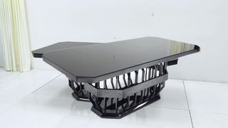 Mesa de comedor de boda moderna de acero inoxidable dorado